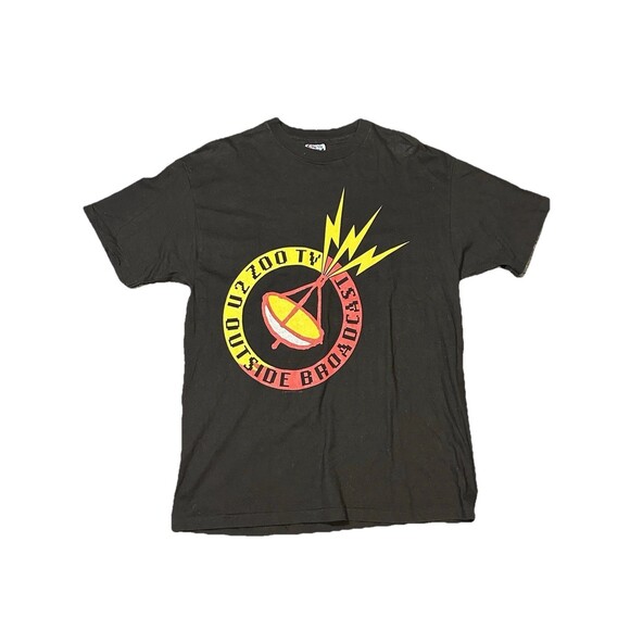 Vintage 90s U2 ZOO TV OUTSIDE BROADCAST‎ 1992 TOUR SHIRT SINGLE STITCH SIZE L - Picture 1 of 6